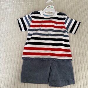 Nautica Striped Tee in Red, Black & White - Nautical Sailboat Accent size 18 M